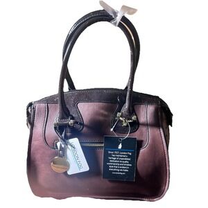 NWT London Fog Brown Bronze Oxblood Satchel Handbag Purse